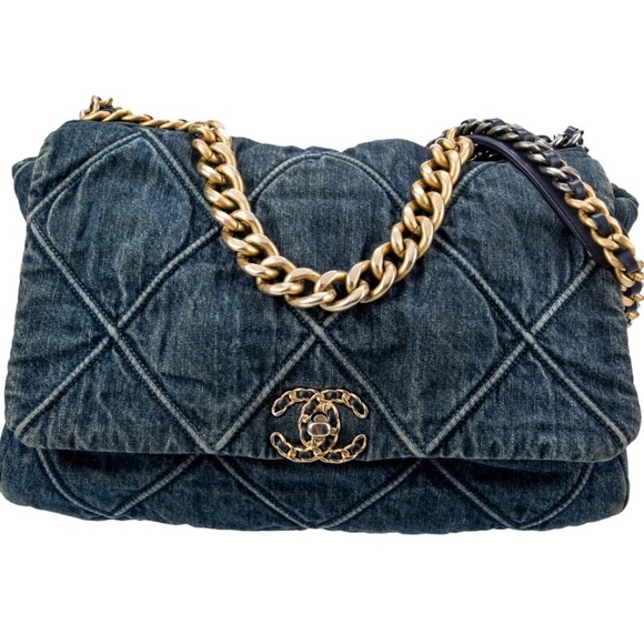 CHANEL Denim! Maxi 19 Flap Bag - Picture 1 of 4